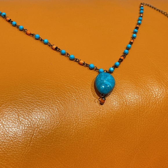 Turquoise & cranelian necklace - Picture 2 of 2
